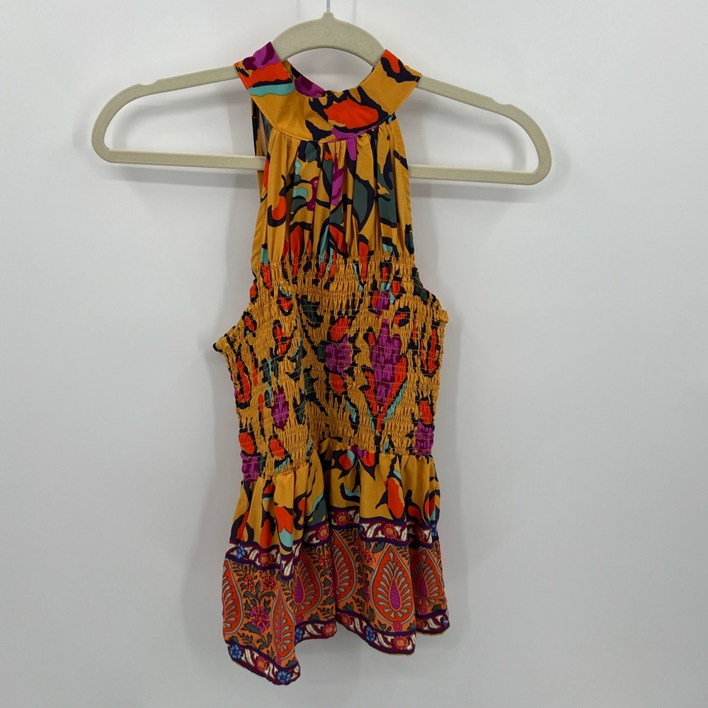 Haute Hippie smocked high neck tank